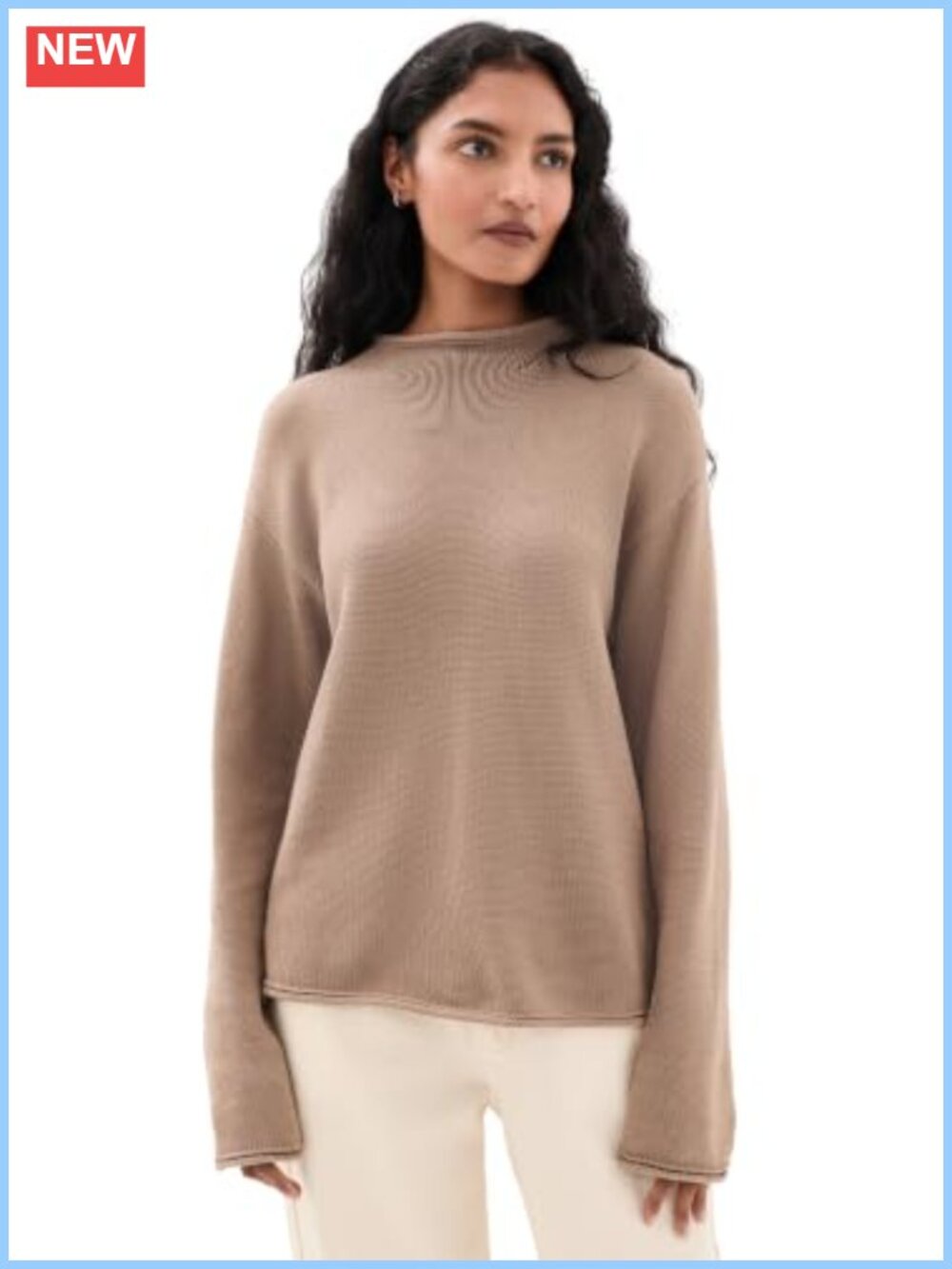 Mid-Weight Stretch Knit Mock Neck Pullover Sweater Long Sleeve